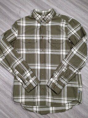 Fjallraven Ovik Lite Flannel Shirt Men's Medium Regular Fit Green Plaid